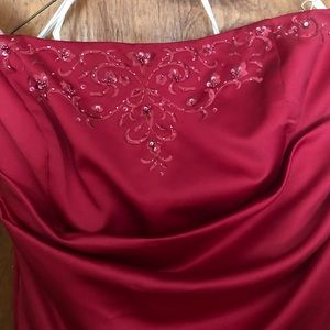 Red beaded prom dress